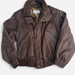 Pelle Studio Men's Rich Brown Leather Bomber Jacket